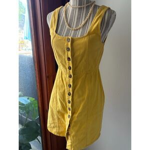 Chloe & Katie Mustard Yellow Jumper Overall Mini BOHO Structured Classic Dress